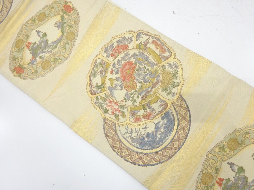 JAPANESE FUKURO OBI / WOVEN FLORAL PLANTS